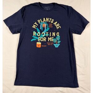 SnorgTees Mens My Plants Are Rooting For Me Graphic‎ T-Shirt Navy Blue Medium